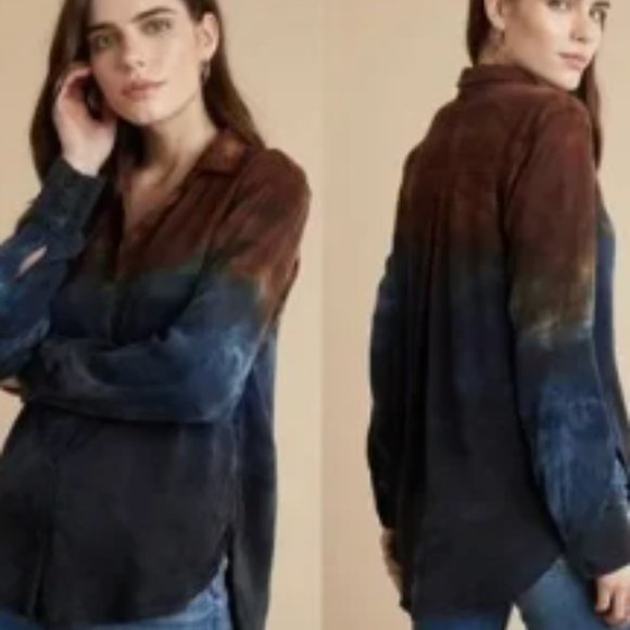 Anthropologie Tops - Cloth & Stone Watercolor Ombre Button Down Shirt | Size Medium